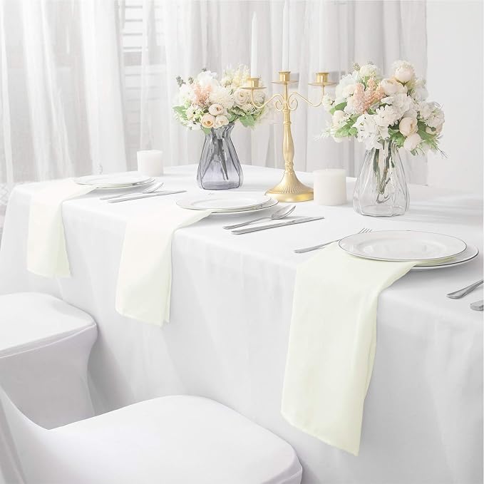 50pcs Polyester Cloth Napkins - 20 x 20 inch Ivory Dinner Washable Napkins with Hemmed Edges for Restaurant/Wedding/Hotel(50,Ivory) - Image 7
