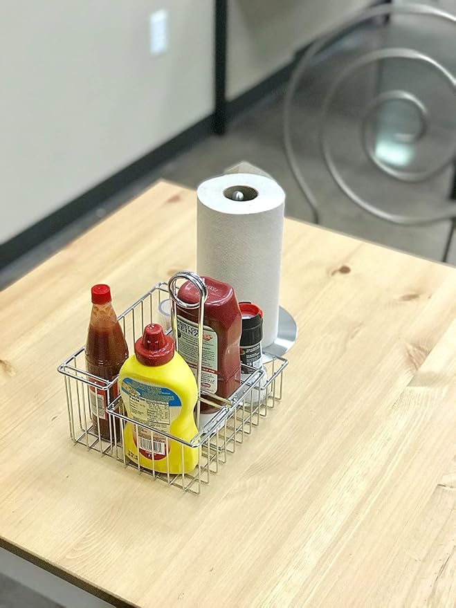 G.E.T. Enterprises 4-Compartment 8 Inch x 6 Inch Chrome Stainless Steel Condiment Caddy - Image 3
