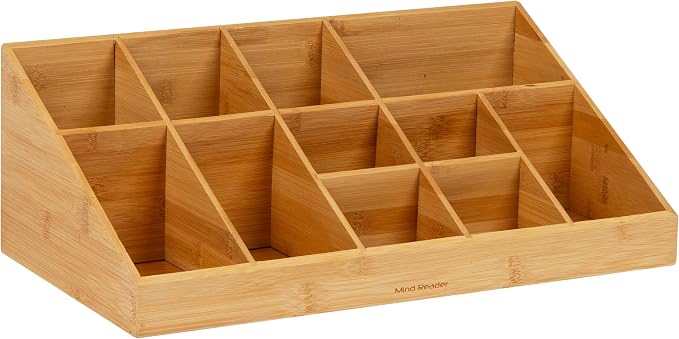 Mind Reader Cup and Condiment Station, Countertop Org, Coffee Bar, Rayon from Bamboo Cup, 18.125"L x 9.5"W x 6.5"H, Brown - Image 7