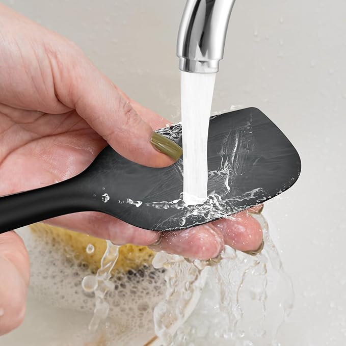 Silicone Kitchen Utensils Set,Utensils Sets for Cooking,Dishwasher Safe | Seamless Spatula Set,Nonstick Cookware, BPA-Free,Heat Resistant up to 600°F, House warming Gift,Black - Image 9
