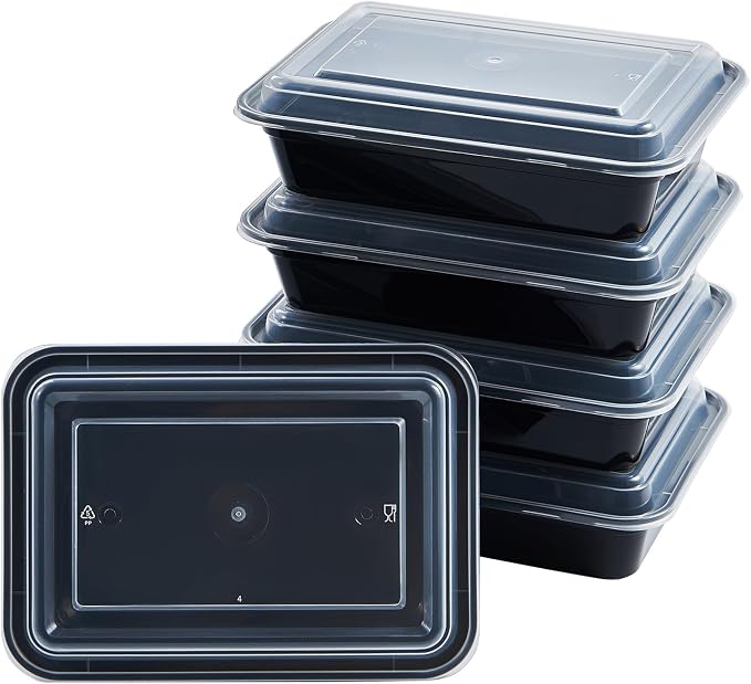 CIAO! Heavy Weight 32oz Injection Molded Microwavable Black Rectangular Food Container with Lid (150/case) - Image 9