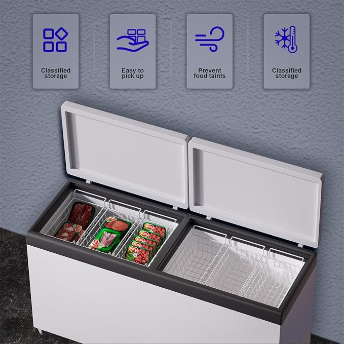 SANNO Chest Freezer Baskets, Deep Freezer Organizer Bins Sturdy Metal Wire Freezer Organizer for Home Kitchen, 17.5in - Image 7