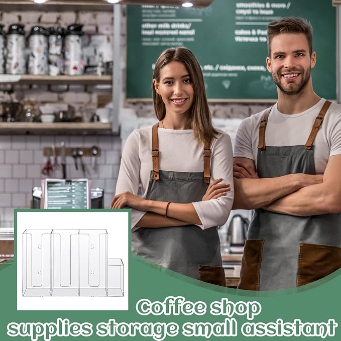 4 Compartments Acrylic Coffee Cup and Lid Storage Organizer Holder Disposable Paper Cup Dispenser Organizer Plastic Lid Holder Accessories for Kitchen Bar Shop Party Supplies(Transparent) - Image 6