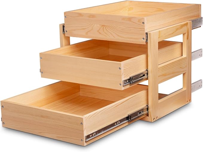 Pull Out Drawers For Cabinets, 26''W×21''D×19''H Soft Close Slide Out Wood Shelves Storage Organizer for Kitchen, 3-Tier, Finished, Heavy-Duty, Bottom Assembly - Image 7