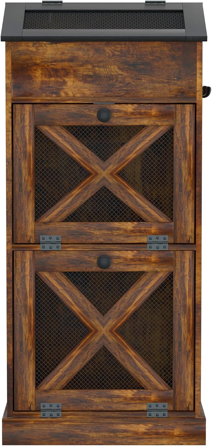 Wooden Potato and Onion Storage Bin w/Lid, Large Capacity and Ventilated Design, Ideal for Pantry, Kitchen Brown - Image 8