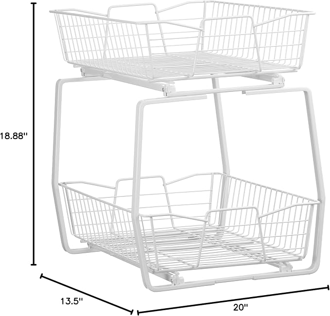 ClosetMaid 14 in. Pull Out Cabinet Organizer, 2 Tier, Heavy Duty, Slide Out Pantry Shelves Drawers for Kitchen, Bathroom, White - Image 10