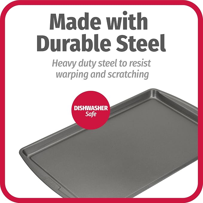 GoodCook Everday Nonstick Carbon Steel 17 x 11-Inch Baking Sheet Set, 2 Pack – Medium Sized Cooking Pans, Bakeware Set, Cookie Sheets for Baking, Oven Pan Set - Image 6