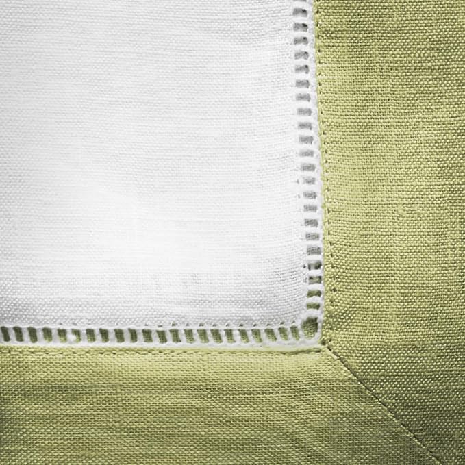 Linen Napkins 20 x 20 inch - 100% Pure Linen White and Olive Green Dinner Napkins Set of 4 - Hemstitch Napkins Cloth Washable for Fall and Thanksgiving Decor - Image 6