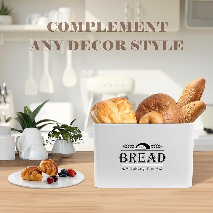 Jolitac Farmhouse Style Bread Box for Kitchen Countertop - Space-Saving Bread Storage Container with Wood Lid | Rustic Vintage Organizer for Small Kitchens & Countertop Gift (12.2”L x7.5”W x8”H) - Image 9
