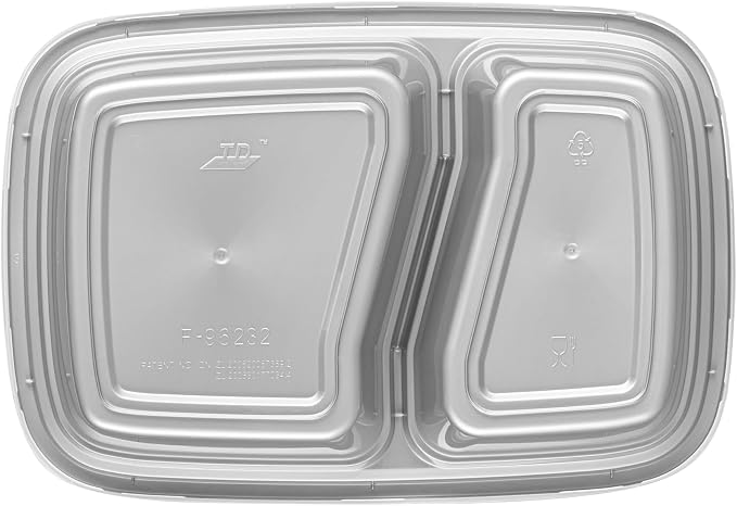 Restaurantware-Asporto 26 Ounce Compartment Take Out Boxes, 100 Microwavable Meal Prep Containers - 2 Compartments, With Clear Plastic Lids, Silver Plastic Food Containers, Do Not Contain BPA - Image 17