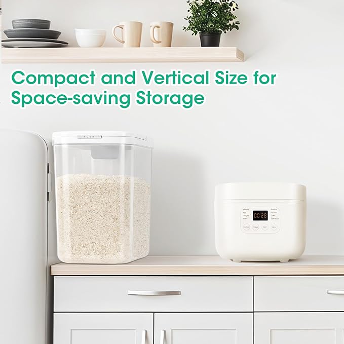 TBMax Rice Flour Storage Container with Automatic Flip-up Lid 25 Lbs | 12.68 Qt, Tall and Narrow Food Storage Flour Bin for Kitchen Pantry Organization, Pet Dog Cat Food Storage Container - Image 7
