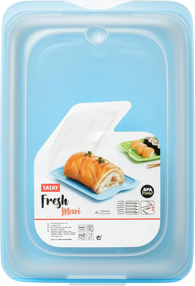 TATAY Cold Cuts Container 17x6,2x25,2 cm Dishwasher Safe Microwave Safe | Cold Cuts Container | 3-Piece Set | BPA-Free Material | Freezer Safe | Stackable Design | Removable Lid | Set of 3 Maxi, Blue - Image 4