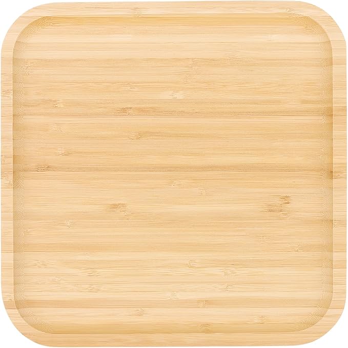JOIKIT 3 Pack 12 Inch Bamboo Platter, Fine Polished Sqaure Wood Plates Bamboo Serving Tray for Holding Fruit, Bread, Cheese, Nut, Coffee, Tea, Plant Saucer - Image 7