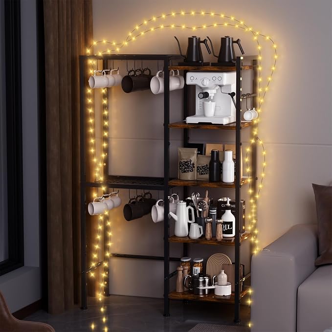 5-Tier Pot and Pan Organizer Rack with Hooks, Heavy-Duty Kitchen Storage Shelf for Cookware, Dishes, and Utensils, Freestanding Metal Pot Rack Organizer for Kitchen, Pantry, or Dining Room - Image 9