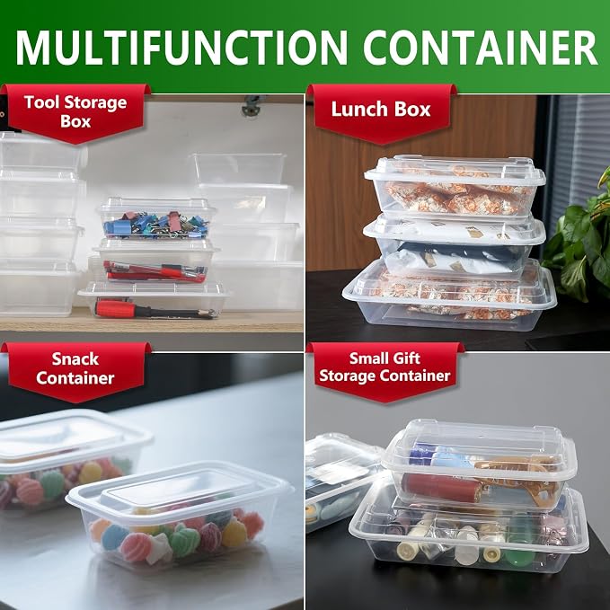 [40 Value Pack single one compartment 24 OZ Meal Prep Plastic Food Storage Containers - BPA Free Reusable Lunch Bento Box with Lids - Spill proof,Microwave, Dishwasher and Freezer Safe - Image 9