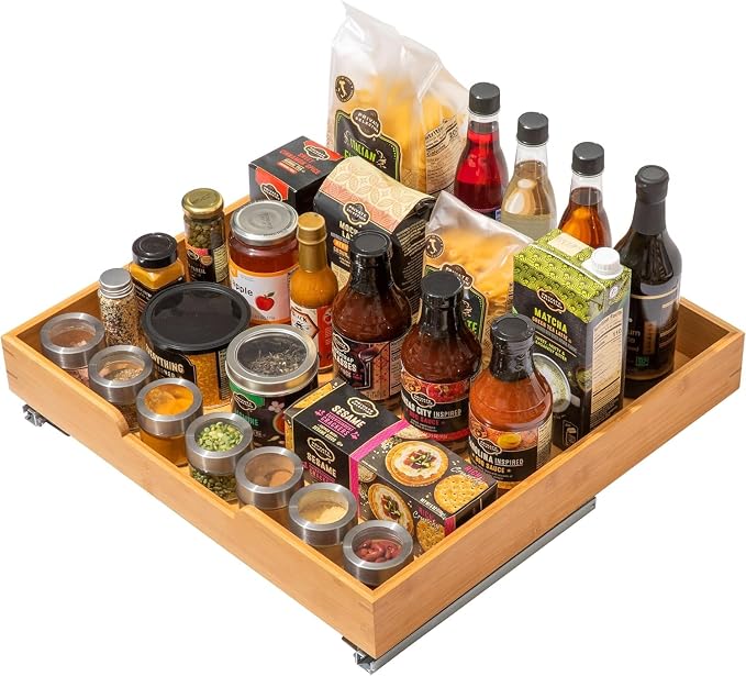 HOLDN’ STORAGE Bamboo Wooden Pull Out Cabinet Organizer 22"W x 21"D | Bamboo Tray and Heavy Gauge Metal Rails, W/Lifetime Limited Warranty, Fits 23.25"W x 21"D Cabinets - Image 9