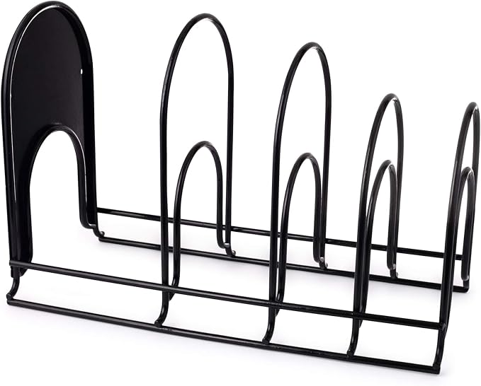 Cuisinel Pan Organizer for Cast Iron, Extra Large 5-Tier Rack, Black 15.4" - Image 7