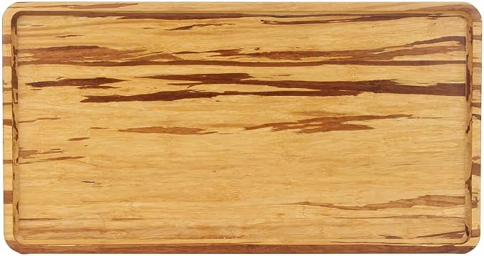 BambooMN Rectangular Nested Bamboo Serving Tray - Tiger Stripe - 17 x 9 x 0.75-3 Trays by BambooMN