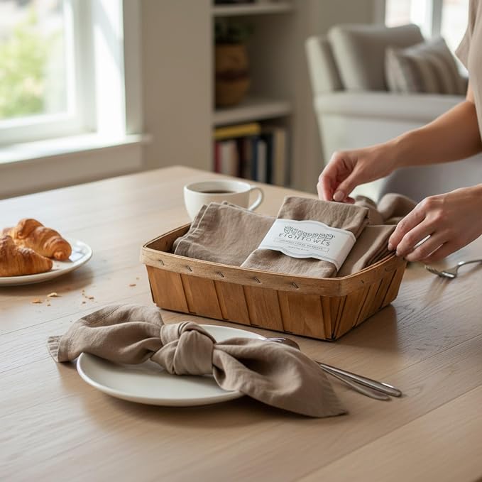 Linen Napkins –100% French Flax – Stonewashed Pure Linen Cloth Napkins - Size 18 Inch x 18 Inch – Set of 4 (Caramel) - Image 9