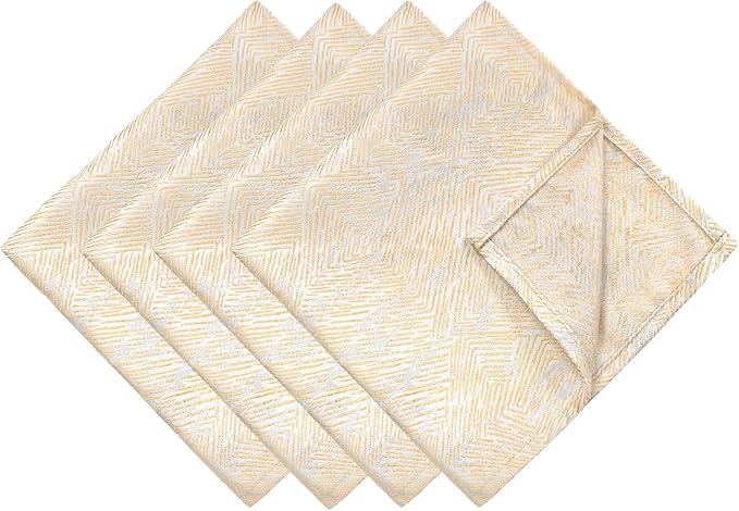 Cloth Napkins Set of 4, 18x18 Inch Washable Soft Durable Napkins Cloth Cotton Polyester Jacquard Table Dinner Napkins for Dining, Parties, Restaurant, Weddings - Beige - Image 8