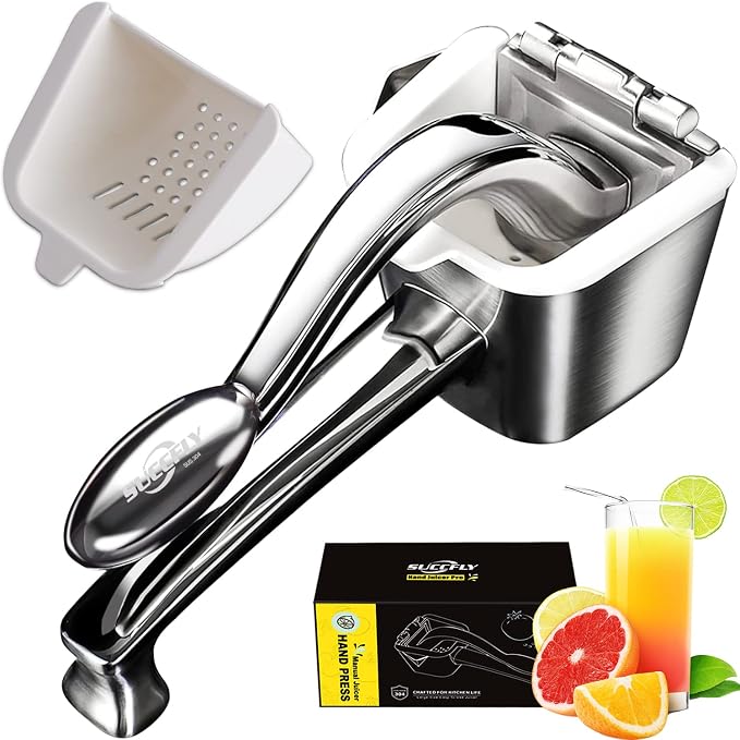 SUCCFLY Lemon Squeezer Stainless Steel, Heavy Duty hand Citrus Fruit Juicer | Ergonomic Curved Handle, Efficient Juicing, Large Capacity, Dishwasher Safe, Manual Juicer for Lime Orange, 5 Year Warranty - Image 7