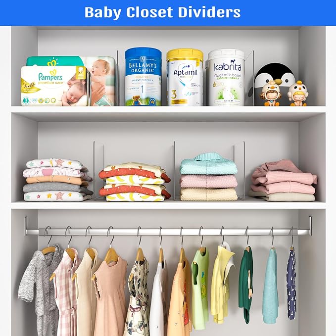 OKPOW Shelf Dividers Closet Organizer - 12" Tall X 9" Deep Acrylic Clear Sturdy Separate for Clothes Purse - Adjustable Space Saver Easy Install for Home Organization Enthusiasts 12 Pack - Image 9