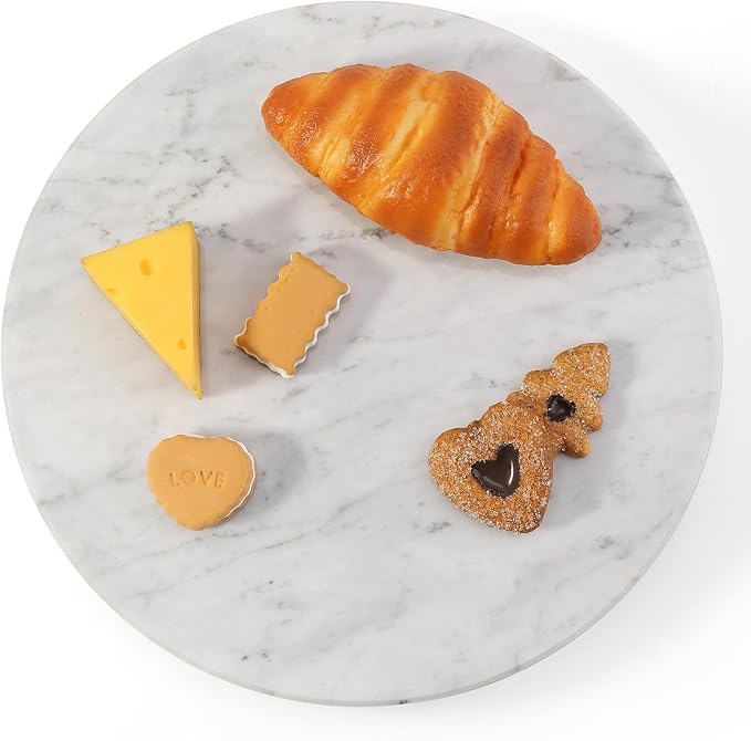 12" Marble Lazy Susan Turntable - 100% Natural Stone Round Serving Tray with Silent Spinning, Revolving Cake Stand & Cheese Board for Kitchen Countertop, Cupcake Table Display, Food, Seasoning (White) - Image 7