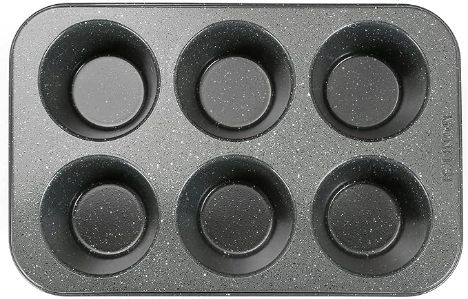 Monfish 2PCS Deep Jumbo Muffin Pan 6 Cup Carbon Steel Black Stone non Stick Coating Muffin Tin 3.5diax3 cup - Image 6