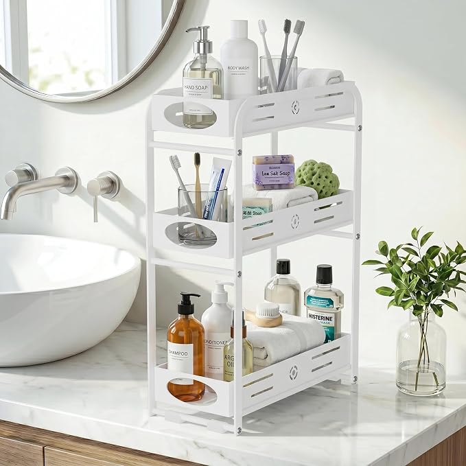 Aduanbang 3-Tier Counter Organizer Shelf, Metal Spice Rack for Kitchen, Vanity, Coffee Area and Home Office, (White, 3 Tier) - Image 7
