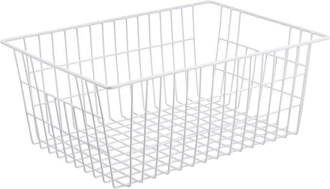 Wire Freezer Stroage Baskets, 13.4 inch Set of 3 Farmhouse Storage Bins Basket Freezer Storage Organizer Bins with Handles for Kitchen Cabinets, Pantry, Closets, Bedrooms, Bathrooms- White - Image 7