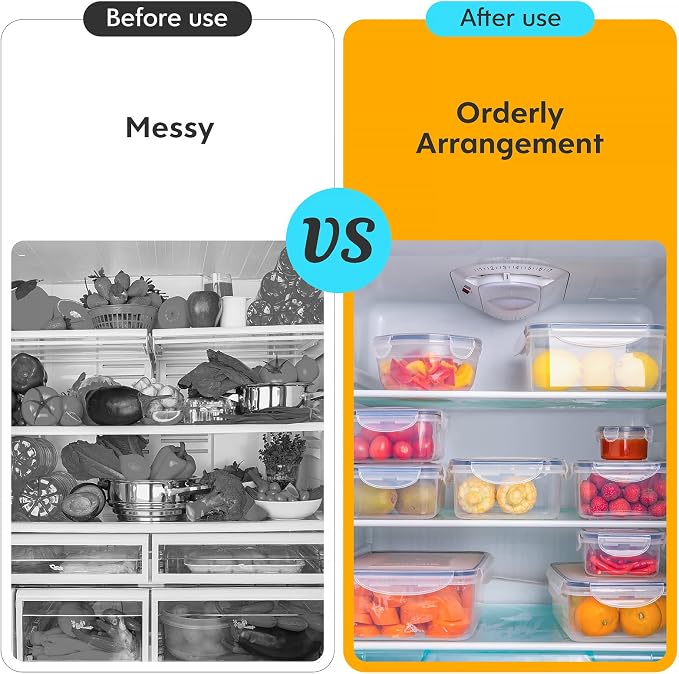 52 PCS Food Storage Containers Set with Airtight Lids (26 Lids &26 Containers) - BPA-Free Plastic Food Container for Kitchen Storage Organization, Salad Fruit Lunch Containers with Labels & Marker - Image 8