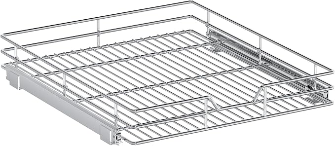 Pull Out Cabinet Organizer, 19.5" W x 21.5" D, Heavy Duty Chrome Slide Out Shelf for Base Cabinets, Sliding Wire Basket Drawer for Pantry Items, Bowls, Containers & Cleaning Supplies - Image 9