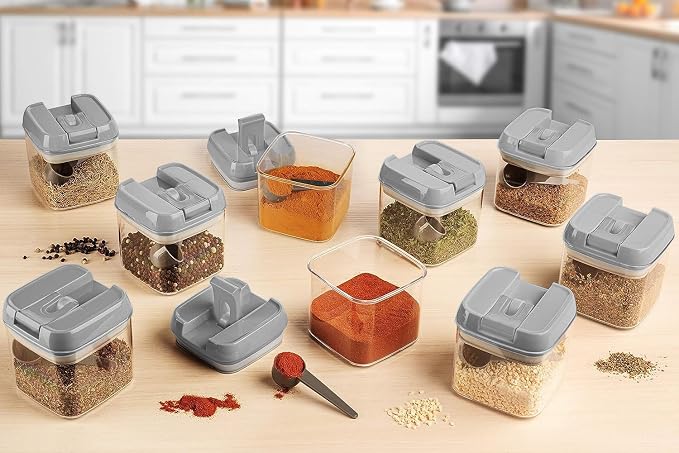 Shazo 9 PC Airtight Food Storage Containers - BPA Free Clear Plastic Snack & Spice Containers with Easy Lock Lids - Kitchen and Pantry Organization for Herbs, Coffee, Tea - 0.5L / 2.1 Cups - Image 9