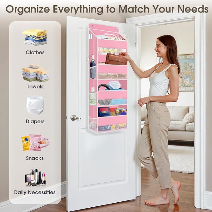 1Pack Over The Door Organizer Large Capacity Hanging Storage Room Organizer | 40 lb Capacity, Ultra-Sturdy, Foldable, Mesh Design with Clear Window, Space-Saving Organizer for Pantry, Nursery & Closet - Image 6