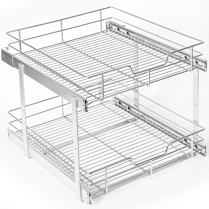 ZOINLIY Under Sink Organizer,2 PACK Sink Rack Pull-Out Organizer,Cabinet Organizers Storage Rack shelf for Kitchen, Bathroom,Drawers -Grey by ZOINLIY