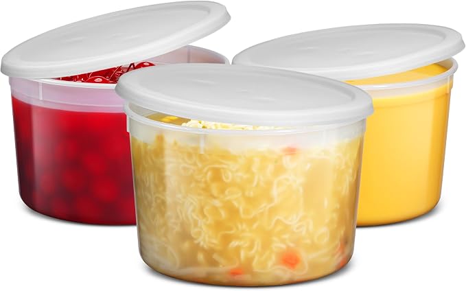 64 oz Plastic Containers with Lids - (Pack of 6) Food Storage Organizer Half Gallon Round Plastic Deli Container with Leak-Proof Lid, BPA-Free, Freezer, Dishwasher & Microwave Safe - Image 9