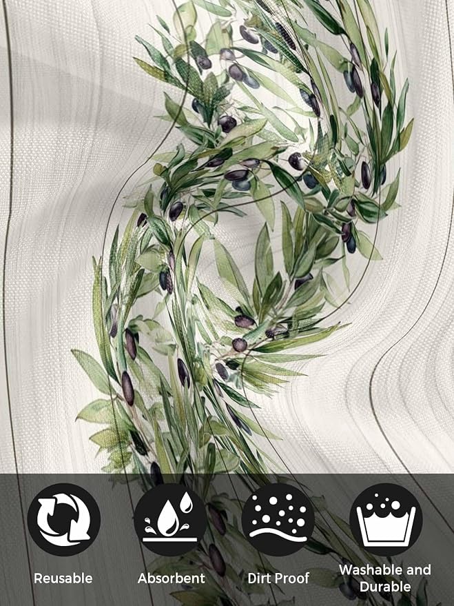 Kitchen Dinner Napkins Set of 8, Vintage Olive Leaf Cloth Napkins Reusable Washable Table Napkins for Weddings Cocktail Parties Holiday Table Decor 20x20 Inch Farmhouse Wooden Grain - Image 8