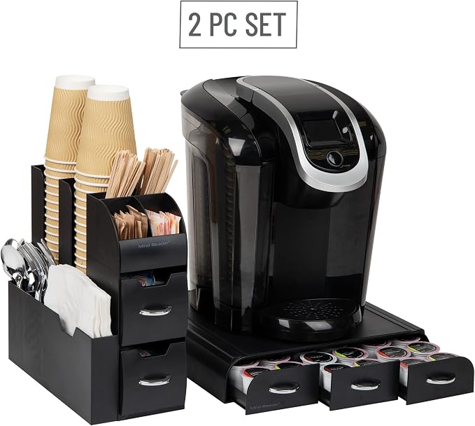 Mind Reader Single Serve Coffee Pod Drawer and Cup Condiment Set, 2 Pcs., 36 Pod Capacity, 5.35"L x 11.25"W x 11.15"H, Black - Image 7