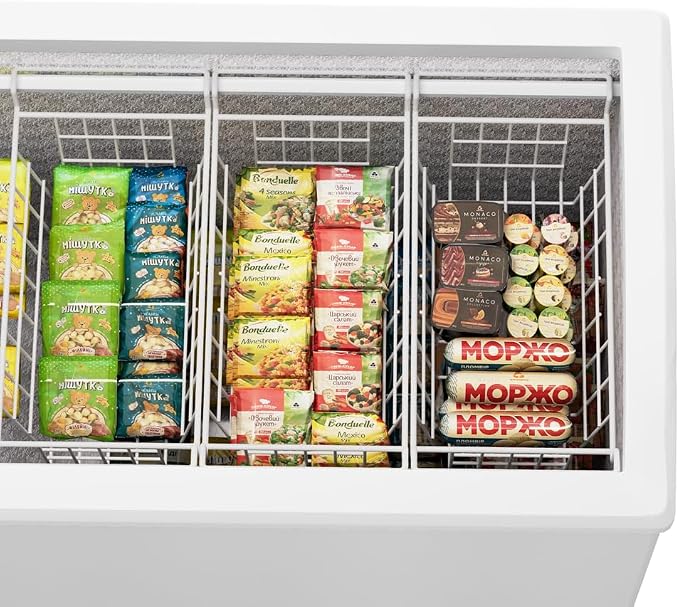 Slideep 17.5" Large Hanging Baskets Freezer Organizer Bin Sturdy Metal Wire Storage Baskets Organization for Pantry, Kitchen, White, Set of 2 - Image 5