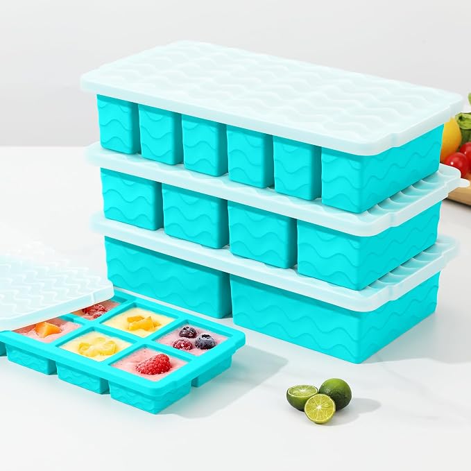 Silicone Freezer Trays with Lid (4-Pack), 1-Cup, 2-Cup, 1/2-Cup & 2-Tbsp Silicone Freezer Molds, Stackable Soup Freezer Meal Prep Containers,Ice Cube Tray for Making Sauce,Smoothies,Yogurt Bites - Image 9