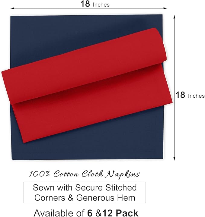 Ruvanti Cloth Napkins Set of 12, 100% Cotton High GSM 18x18 Inches Soft, Washable, Highly Durable & Absorbent, Perfect for Parties, Christmas, Thanksgiving Dinners – Multi Color - Image 7