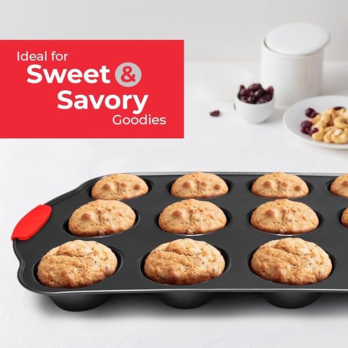 Non-Stick 8-Piece Baking Pan Set, BPA-Free Carbon Steel Bakeware Set with Silicone Handles, Stackable Kitchen Oven Set, Cookie Sheet, Baking Tray, Baking Sheet Set, Oven Safe (446°F) - Image 7