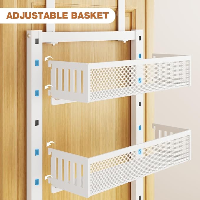 Pantry Door Organizers and Storage, 8-Tier Large Metal Heavy-Duty Frame Over the Door Spice Rack, 2 in 1 Wall-Mounted or Hanging shelf for Kitchen, Bathroom, Laundry Room, Bedroom, Closet &Nursery - Image 8