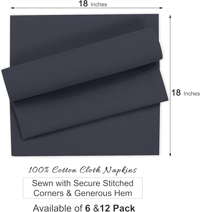 Ruvanti Cloth Napkins Set of 6, 100% Cotton High GSM 18x18 Inches Soft, Washable, Highly Durable & Absorbent, Perfect for Parties, Christmas, Thanksgiving Dinners – Ombre Blue - Image 8