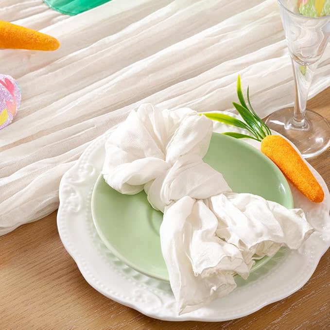 DeZerlor Ivory White Washable Cheesecloth Napkins Set of 30 for Party | Reusable Summer Cloth Napkins Bulk, for Wedding Bridal Baby Shower Dinner Cocktail Birthday Home, 21x21 Inches - Image 7