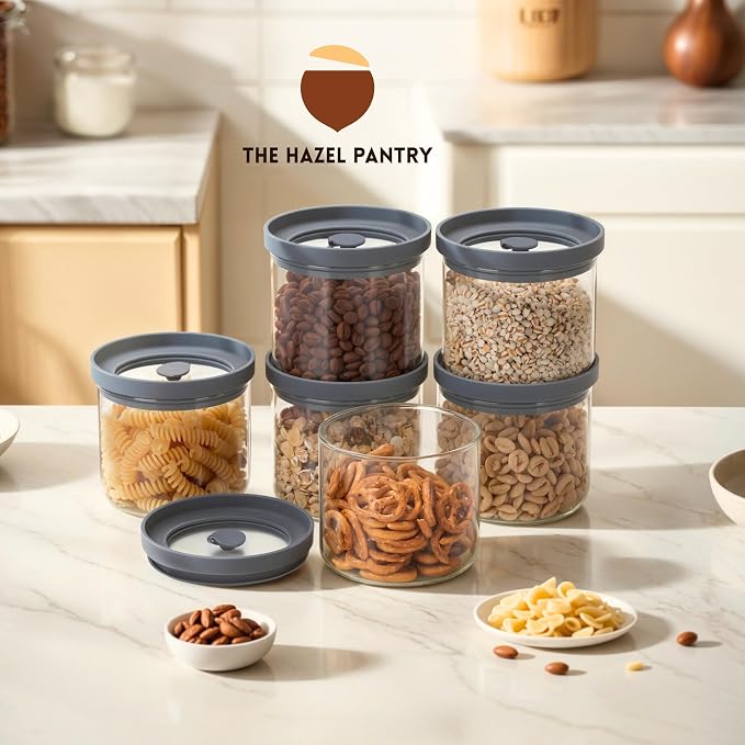 Glass Canisters with Airtight Lids Set of 6 (17.5 oz) - Borosilicate Glass Jars for Overnight Oats, Meal Prep & Pantry Storage, Stackable, BPA-Free, Dishwasher Safe Kitchen Containers - Image 9