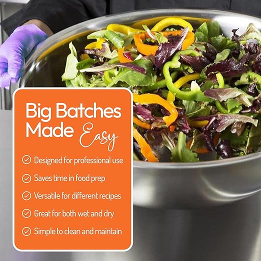 Tiger Chef Heavy Duty Mixing Bowl 30 Quart All-purpose Mixing Bowls for Home and Commercial Use - Best Prep Bowls for cake mixtures, dough’s, salads, pastas, dressings Stainless Steel - 2 Pack - Image 5