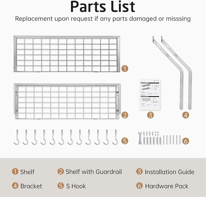 KES 30-Inch Silver Gray Pot Rack Wall Mounted, 100 Lbs Capacity | 2-Tier, Hanging Pot and Pan Organizer with 12 Sturdy Hooks, Kitchen Wall Hanger Shelves Modern, KUR215S75B-SG - Image 9