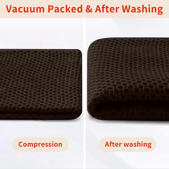 Homaxy 100% Cotton Waffle Weave Kitchen Dish Cloths, 9-Pack, Dark Brown | Ultra Soft Absorbent Dish Towels, Quick Drying Dish Rags with Hanging Loop, 12 x 12 Inches - Image 7