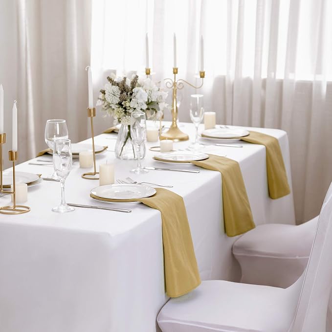25pcs Polyester Cloth Napkins - 17 x 17 inch Gold Washable Dinner Napkins with Hemmed Edges for Restaurant/Wedding/Hotel(25,Gold) - Image 7